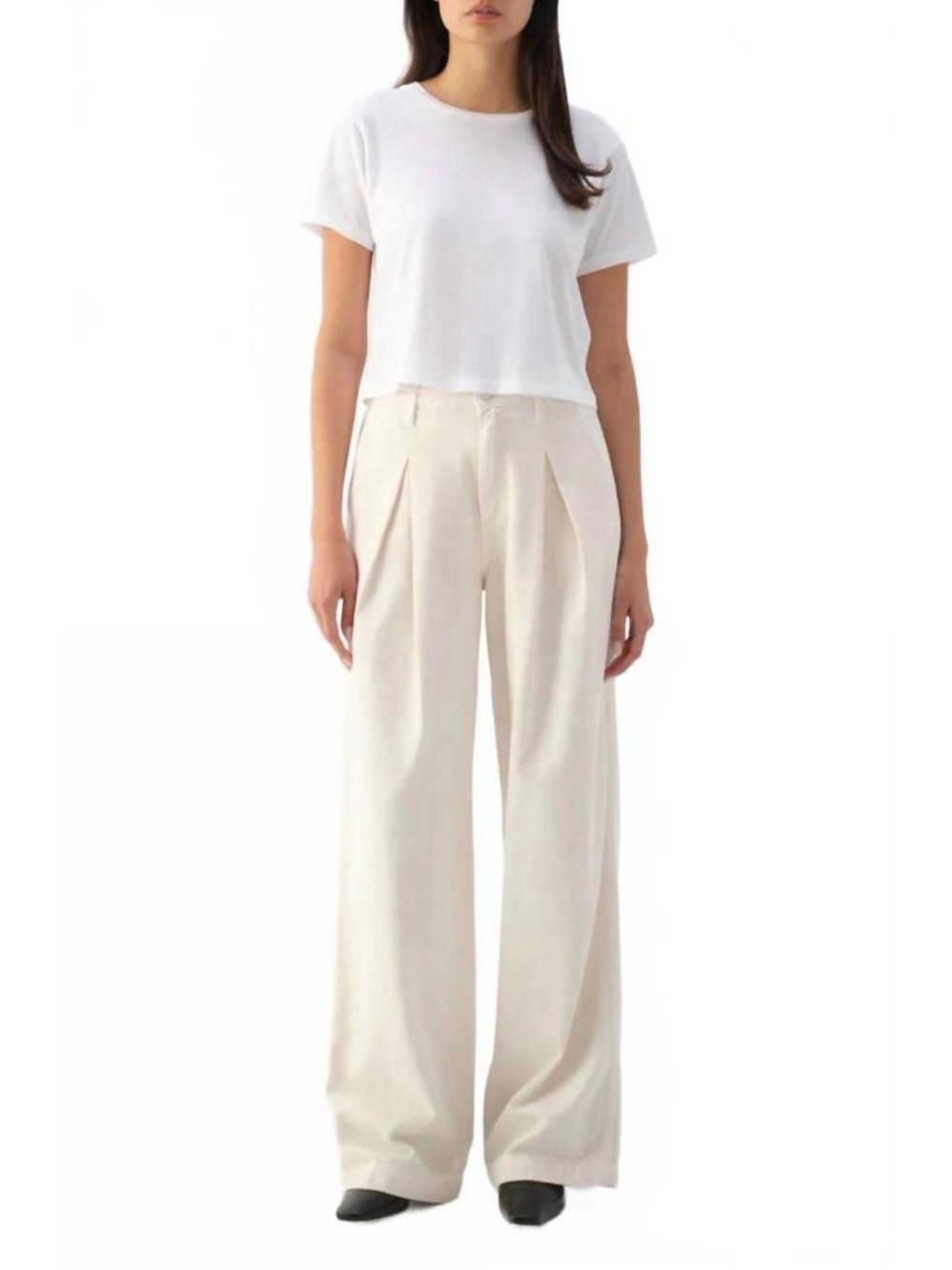 AMO mary slouch trouser in white